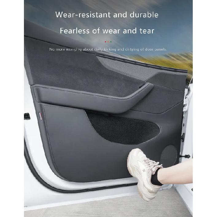For Tesla Model Y Juniper Door Anti Kick Pads Napa Leather Front and Rear Door Protection Soil-proof Mat Dust and Scratch Pad