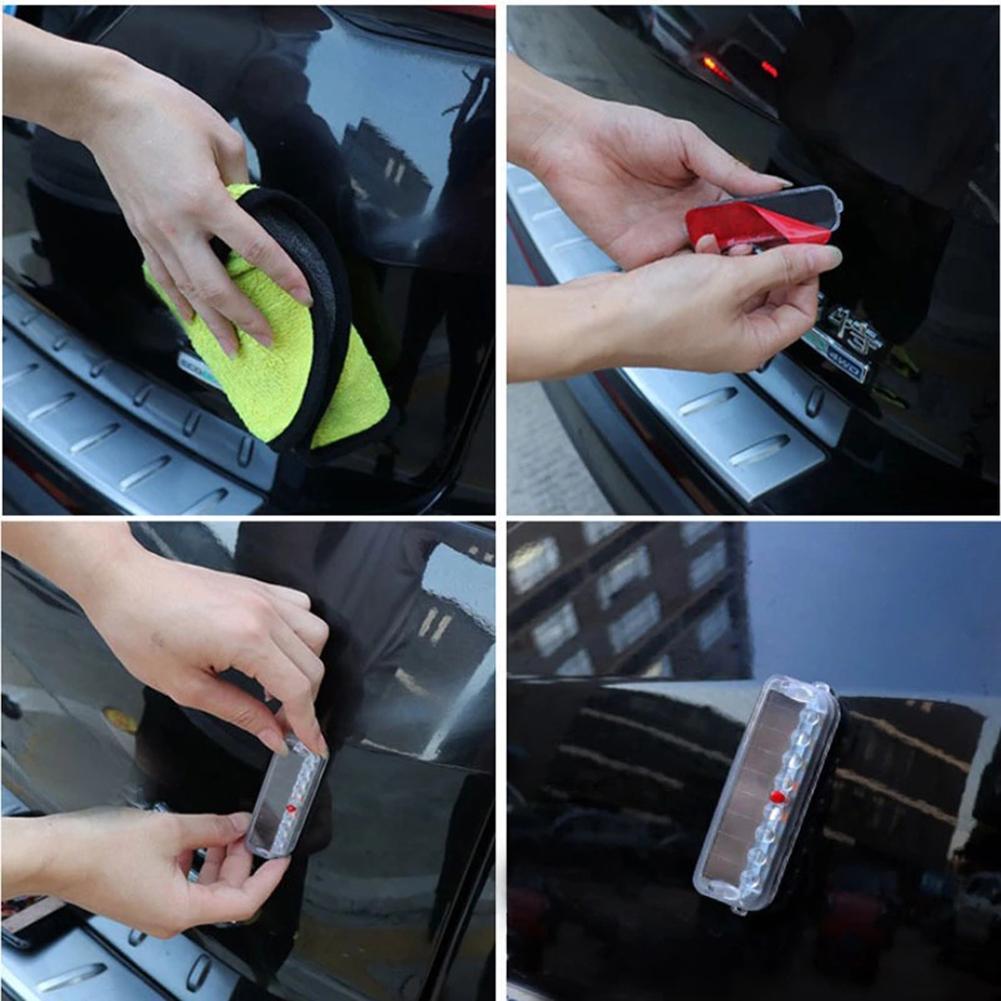 1x solárne bezdrôtové LED bleskové svetlo na auto Dash bezpečnostné svetlo