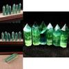Elegant Natural Green Fluorite Quartz Hexagonal Wand For Focus Concentration And Reiki Practices