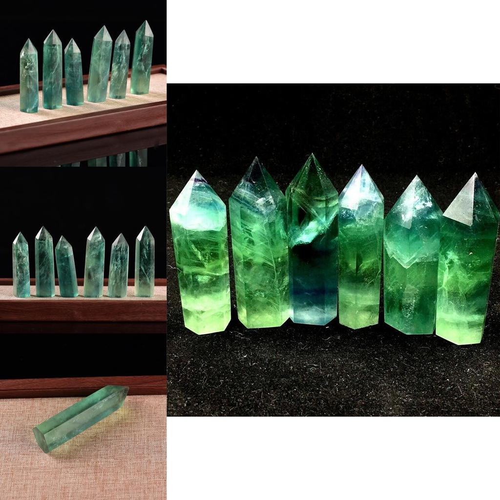Elegant Natural Green Fluorite Quartz Hexagonal Wand For Focus Concentration And Reiki Practices
