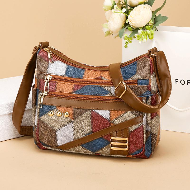 Borsa a Spalla da Donna Versatile Multistrato in PU 2024 - Tracolla ad Alta Capacità per Mamme