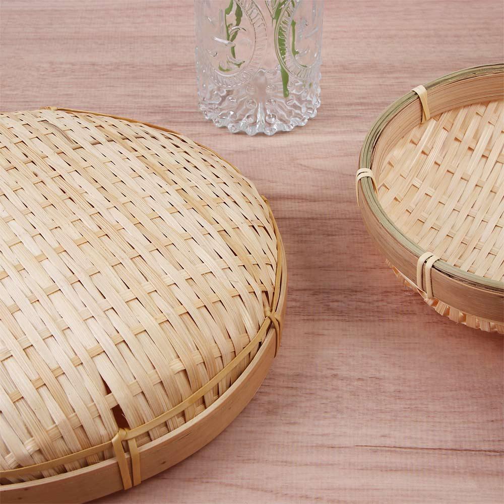 Woven Bamboo Raft Decorative Handmade Bamboo Basket Decor Ornaments Round Dustpan Sieve Bamboo Raft