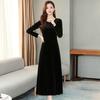 Women Dress Big Swing Solid Long Sleeve Color Round Neck A-line Soft Warm Thick Pullover Lady Prom Party
