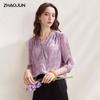 Zhaojun Mulberry Silk Dye-Print Seven-Sleeve Top