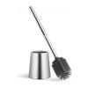 SUS304 Brushed SUS304 Stainless Steel Toilet Brush Silicone Toilet Bowl Brush Cleaning Brush Caddy Silver