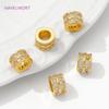 2/4/8Pcs Brass Spacer Beads 18K Gold Plated Round Beads Separators,With Zircon Necklace Beads,DIY Beading Jewelry Accessories