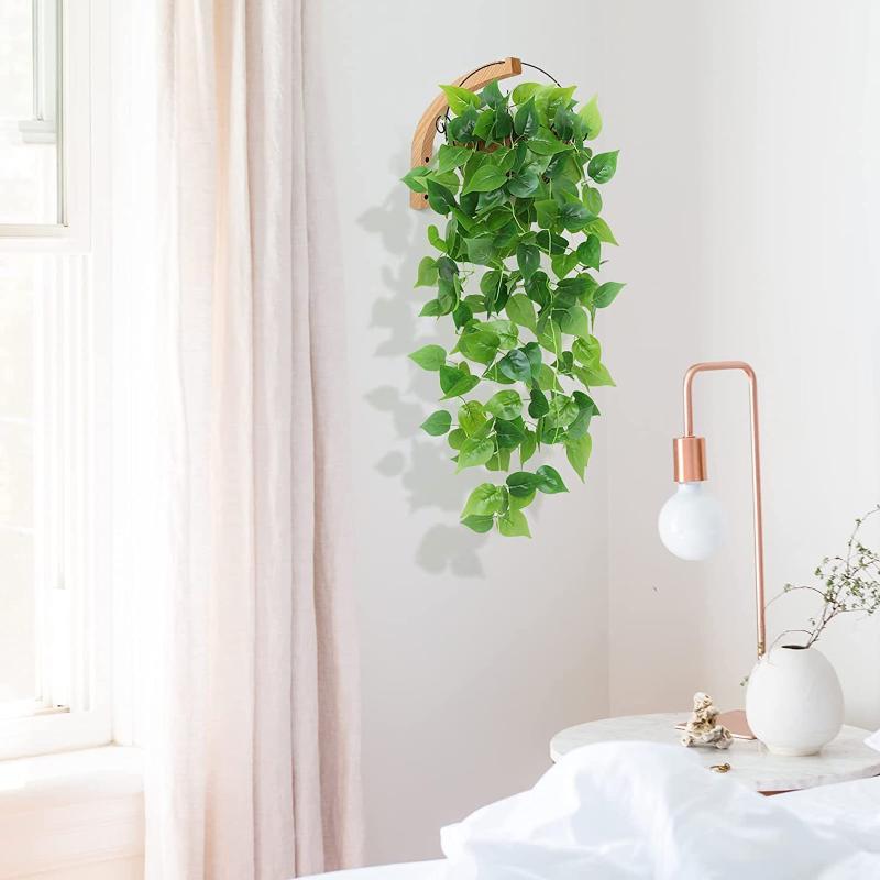 Support de Plante Mural en Bois Naturel Fait Main Crochet Rustique pour Pot de Fleurs Suspendu pour Décoration de Ferme Cabane Campagne