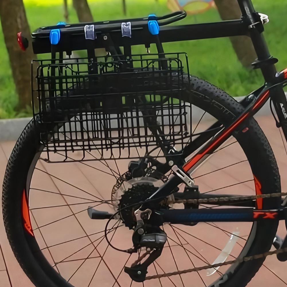 Folding Bicycle Basket with Hook Metal Wire Ebike Basket Rust Proof Quick Release Frame Basket for Outdoor Cycling Travel Basket