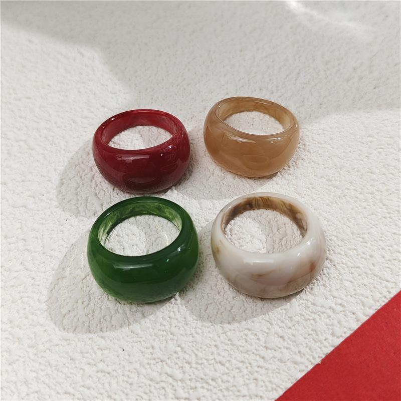Anillos Irregulares Anchos Grandes Gruesos para Mujeres Vintage Acrílico Resina Otoño Invierno Geométricos Apilables Joyería para Dedos