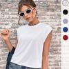 2023 Moda Donna Senza maniche Girocollo Solido Camicetta Office Lady Camicia allentata Estate Elegante e giovanile Gilet casual Top 25638