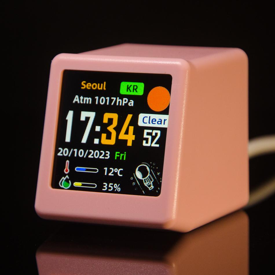 Size Smart WIFI Weather Forecast Station Clock for Gaming Desktop Decoration. DIY Cute GIF Animations and Electronic Album
