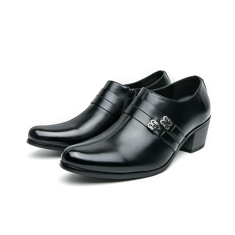 Plus Size Men High Heel Dress Shoes Business Formal Oxfords Elevator Leather Shoes Height Increase Stylish Office Wedding Party