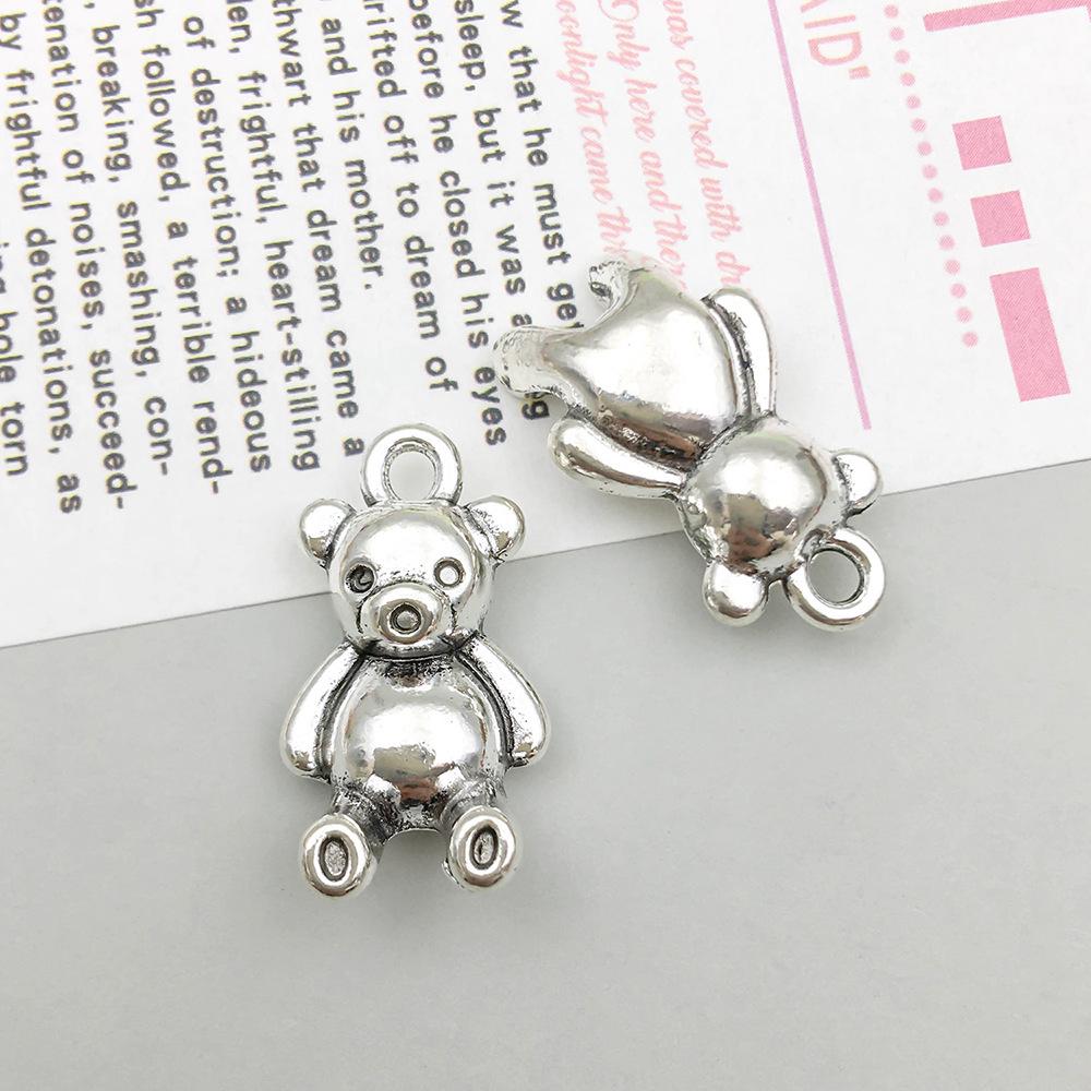 Antique Silver Teddy Bear Pendant Charm for DIY Jewelry