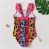 Colorful Leopard Print One-Piece Swimsuit for Girls (Ages 3-10)