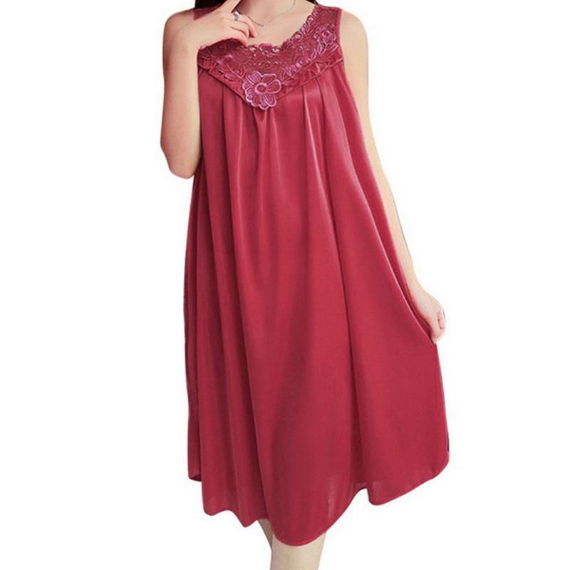 Women Nightgown Sexy Lingerie Robe Dress Silk Babydoll Nightdress Casual Loose Sleepwear
