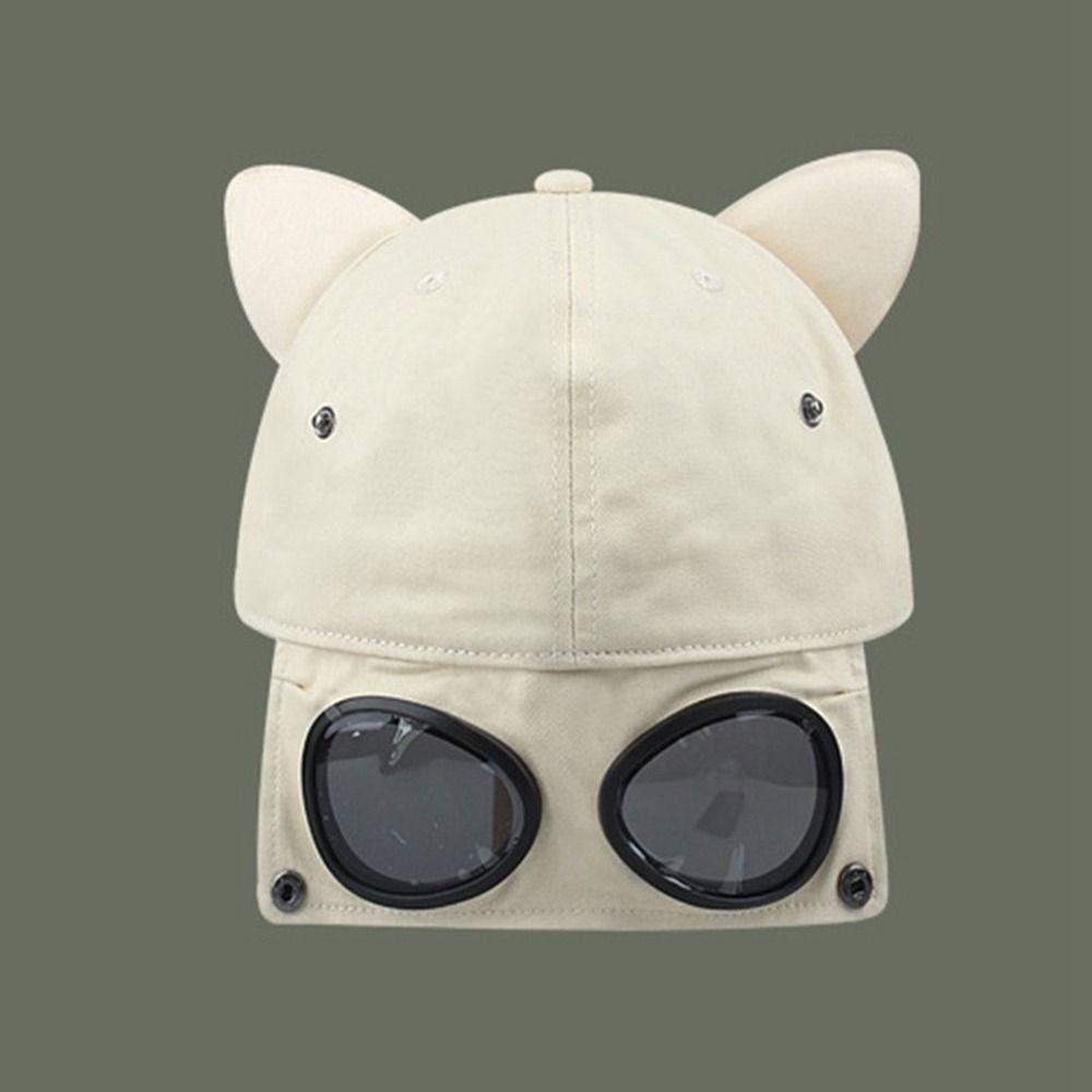 Cat Ear Streetwear Adjustable Peaked Cap Korean Style Sun Visor Pilot Hat Women Baseball Cap