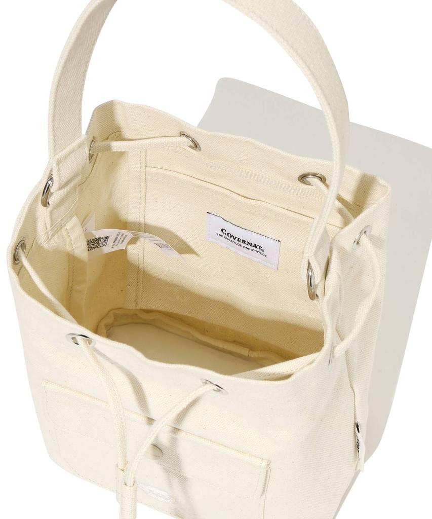 Covernat Woman Clover Heart Canvas Bucket Bag Ivory