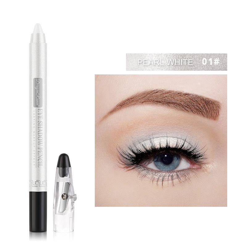 Shimmer Eyeshadow Stick with Sharpener, Long-Lasting Pearl Eyeshadow Pen, Waterproof Eye Makeup