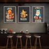 Cadru din lemn masiv Pokemon Pikachu Băutură cafea Poster și imprimeuri Anime japonez Pictură pe pânză Printuri de artă de perete Decor pentru cameră de zi Decor acasă