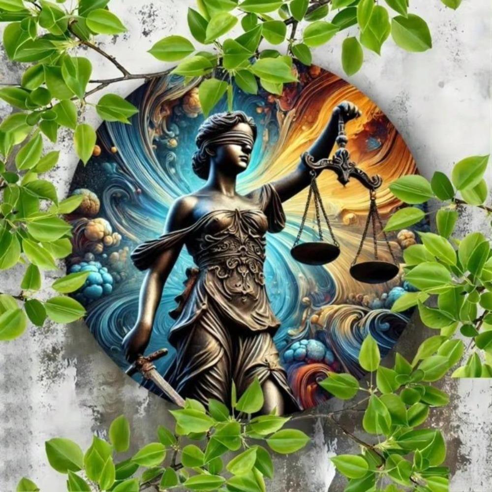 Metal Tin Sign Justice Goddess Wall Art 8x8 Inch Home Kitchen Decor