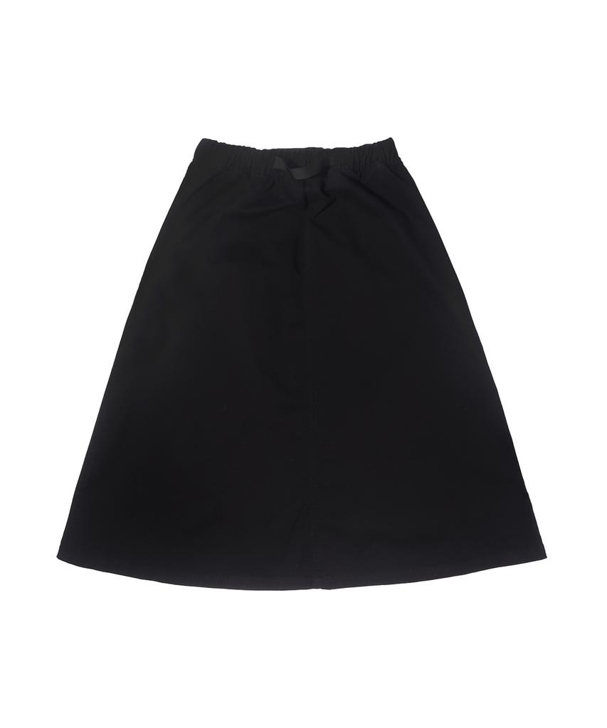 Off Grid Cotton Spandex Belted Long Skirt - Black