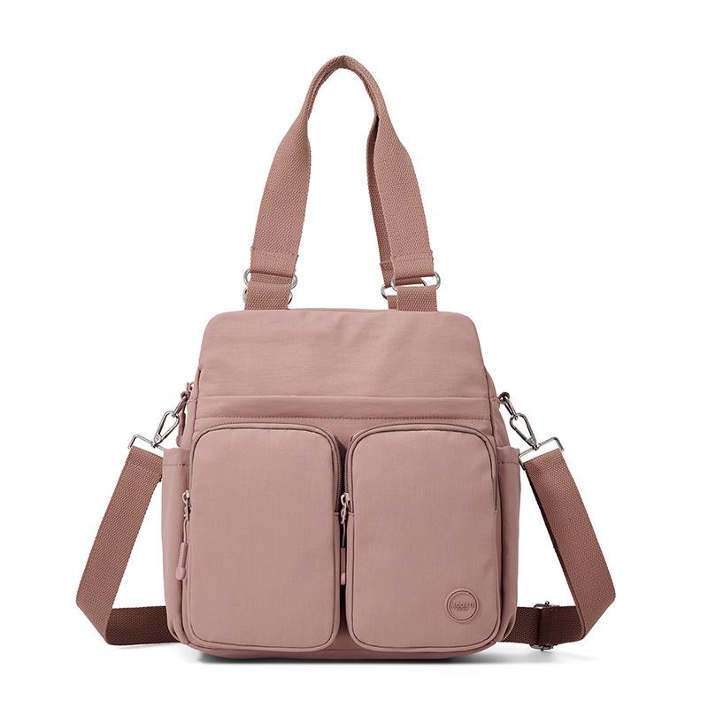 Multi-Pocket Nylon Crossbody Bag for Women Lightweight Shoulder Tote Handbag with Straps