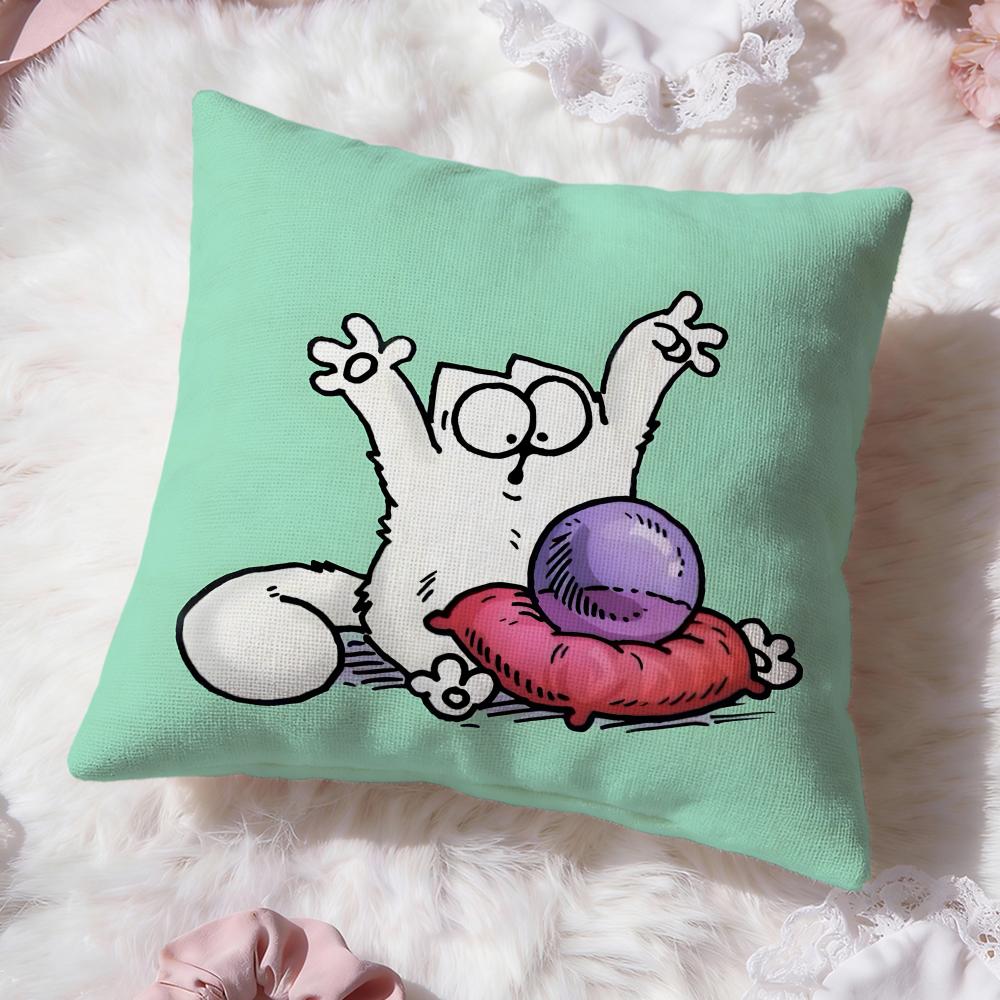 Cute Anime s-Simons Cat Cushion Cover Premium Comfort Reversible Pillow Cove -Two In One Design for Any Room & Car Interior