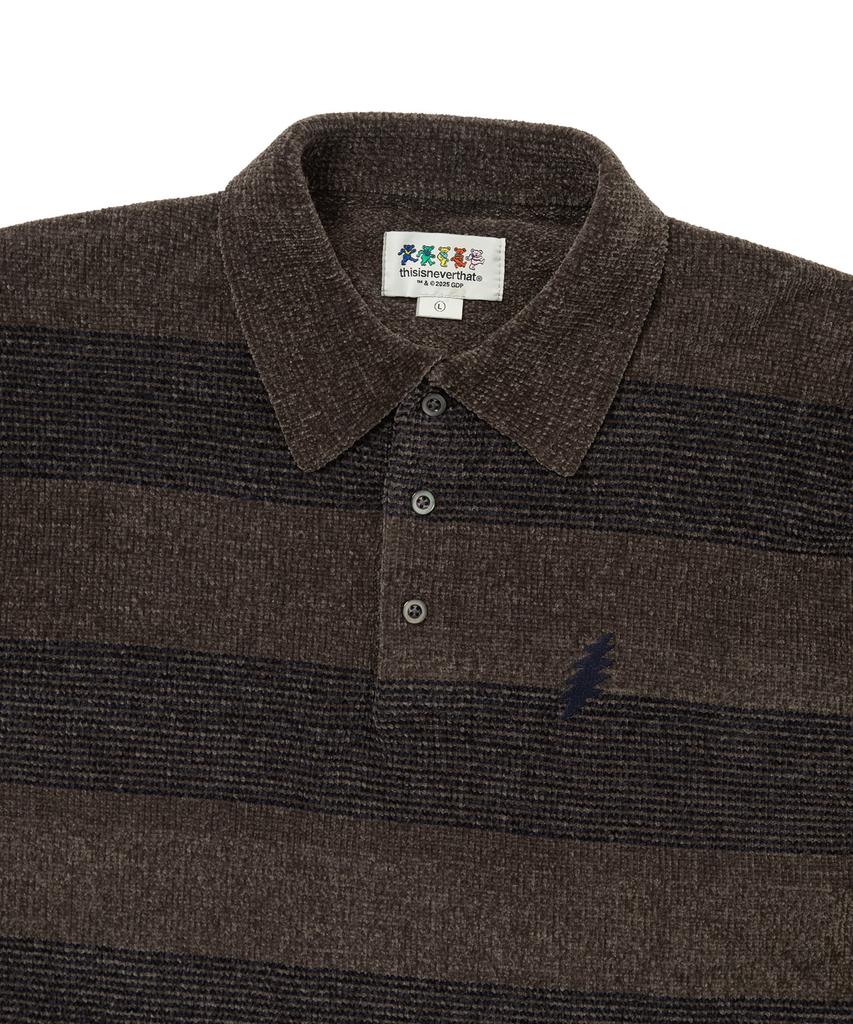 THISISNEVERTHAT Gd Lightning Velvet Knit Polo Brown