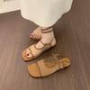 Fashion French Niche Open-toe Flat Breathable Mesh Sandals for Women's Summer 2025 New Lace-up Casual Beach Roman Shoes