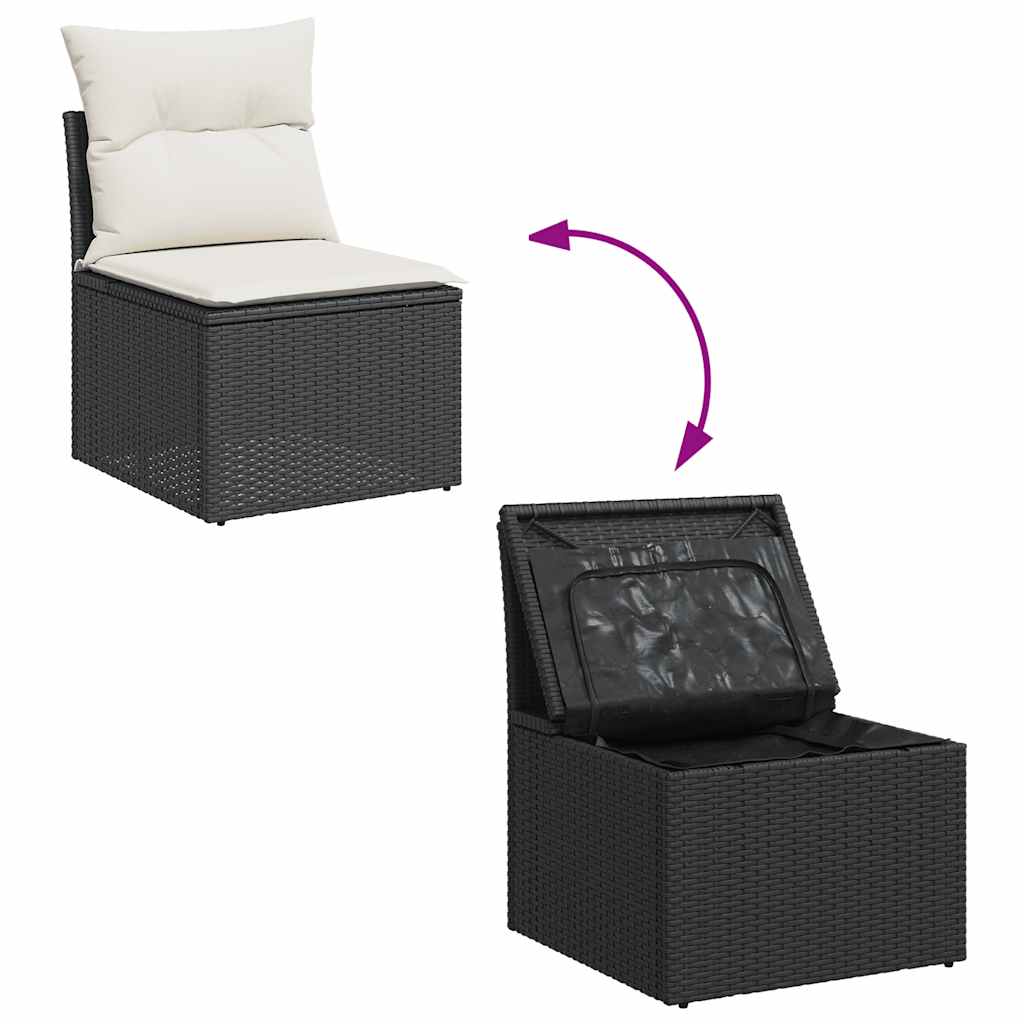 Vidaxl 6-Cz. Set di Mobili da Giardino con Cuscini, Polyrattan Nero