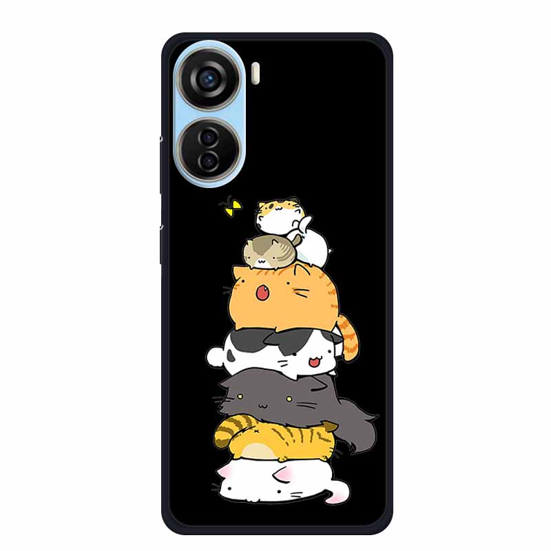 Black Silicone Case For ZTE Blade V50 Design 5G Libero 5G IV V41 Vita Axon 40 lite Phone Case Cartoon Cat Soft Back Cover Coque