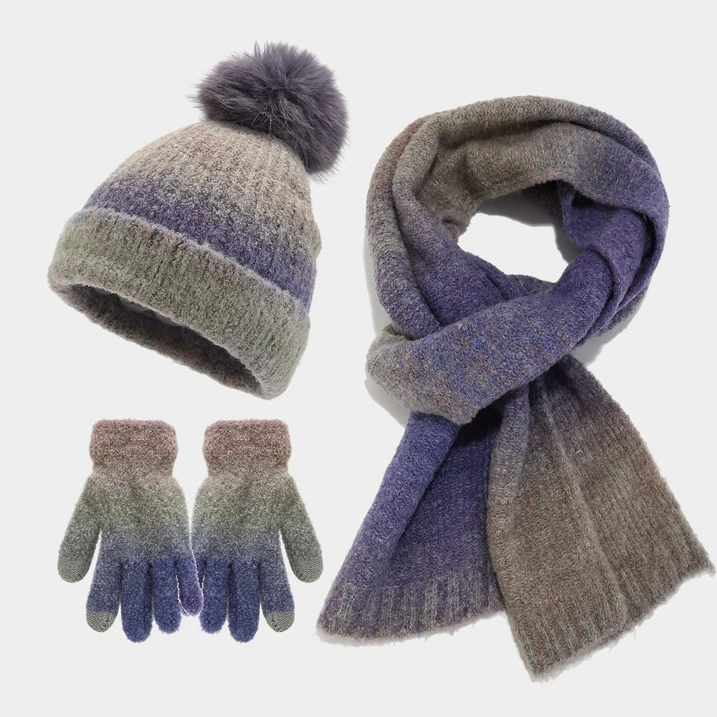 Acrylic Knit Hat Scarf Gloves Set For Fall Casual Womens Fashion Accessory Pack
