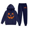 Kids Hoodie and Sweatpants Set with Halloween Print for Holiday Wear