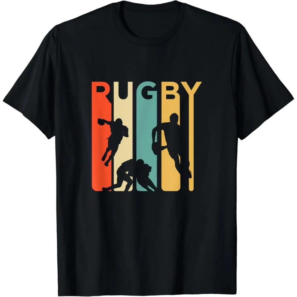 Vintage Rugby Player Sports Retro Men Boys Soccer T-Shirt Cute Print Cartoon TShirt Men Women Fashion Tee Creativity Short-sleev