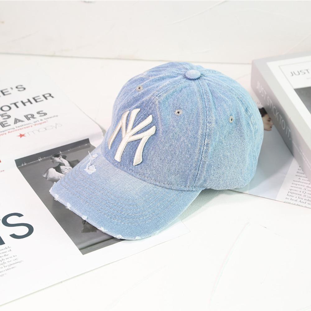 Neue Denim-Stoff Gewaschener Denim Baseballkappe Nicht Verblassend Waschbar Cowboy Baseballkappe Weich Atmungsaktiv Weiches Oberteil Sonnenschutzmütze