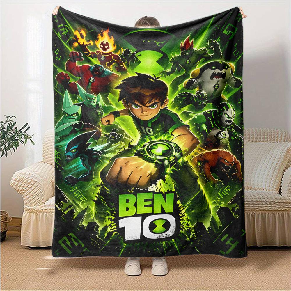 1pc Ben10 Blanket, Gift, for Men and Women, Soft Blanket, Good for Sofa Bed Couch Travel, Lightweight Flannel Blanket