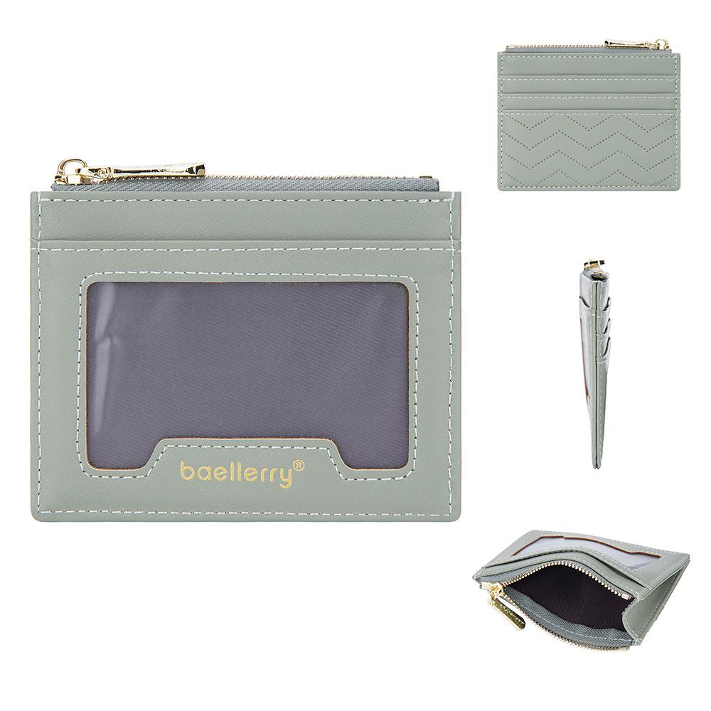 Baellerry Women's Short Purse Pu Leatehr Wallet Zipper Coin Purse Simple Fashion Card Hold Driver's License Key Holder