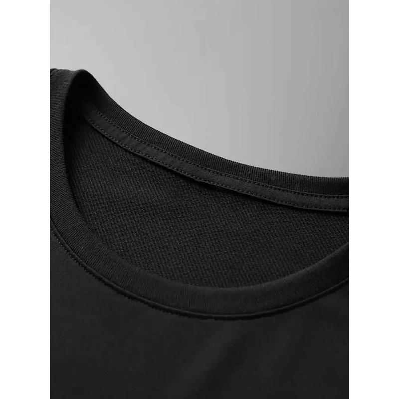 European Size Men's T-shirt with Simple Tiger Print, Crew Neck Sporty Casual Short Sleeve, Stylish Trend, Suitable for Summer Outings