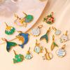 Ocean Series Drip Stainless Steel Small Pendant Mermaid Dolphin Shell Octopus Pendant DIY Jewelry Accessories