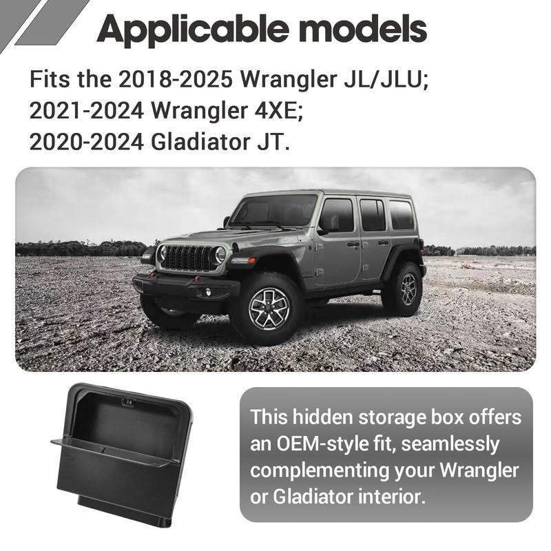 Center Console Hidden Organizer Box for Jeep Wrangler JL JLU 2018-2025 & Gladiator JT -2025 Armrest Secret Hidden Storage