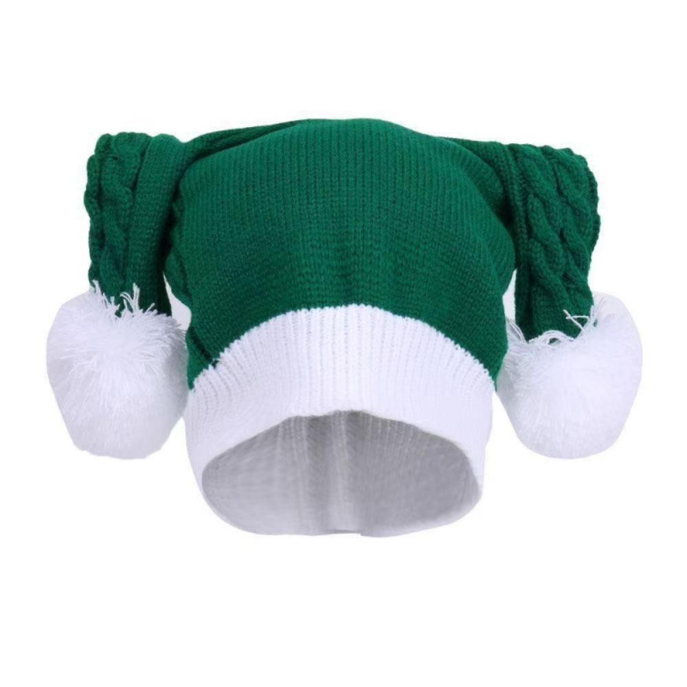 Crochet Design Knitted Santa Hat Stretchy Fit Holiday Knit Cap Winter Santa Hat  Christmas Party