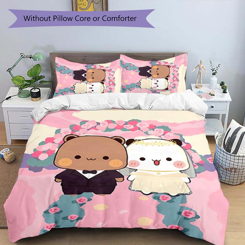 3pcs Bubu and Dudu3 Pattern Bedding Set Duvet Cover Set Includes Duvet Cover &pillowcases, Perfect All Season Bedroom Decoration & Gift