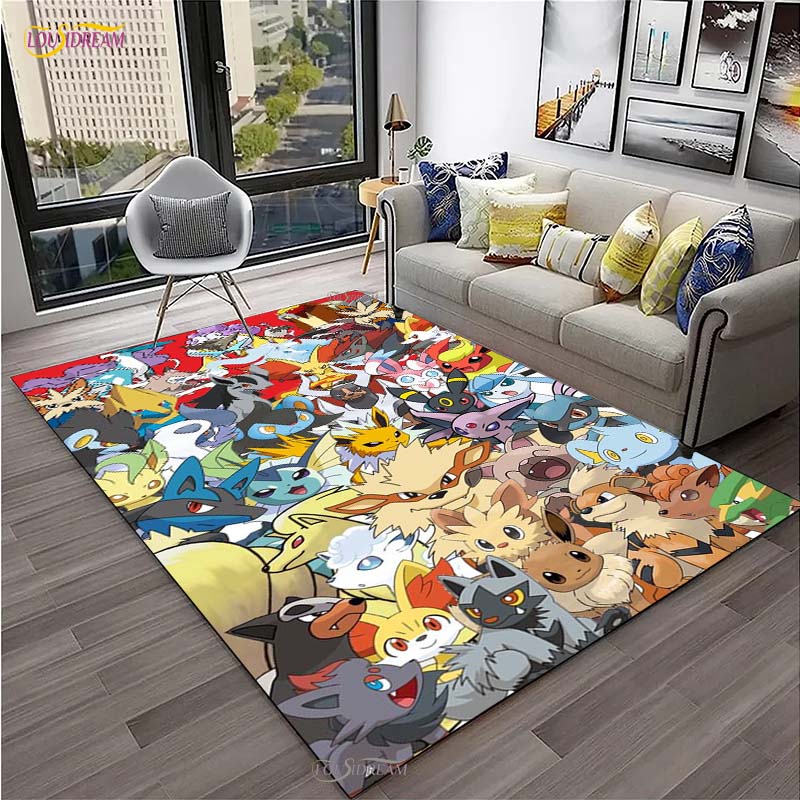 Pokemon Pikachu Cartoon Anime Niedlicher Teppich für Wohnzimmer Schlafzimmer Teppich Küche Tür Kinder Rutschfeste Bodenmatte Alfombra Geburtstagsgeschenk