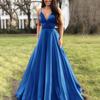 Fashion Women's Sexy V-neck Solid Color Dress Strap Evening Dress