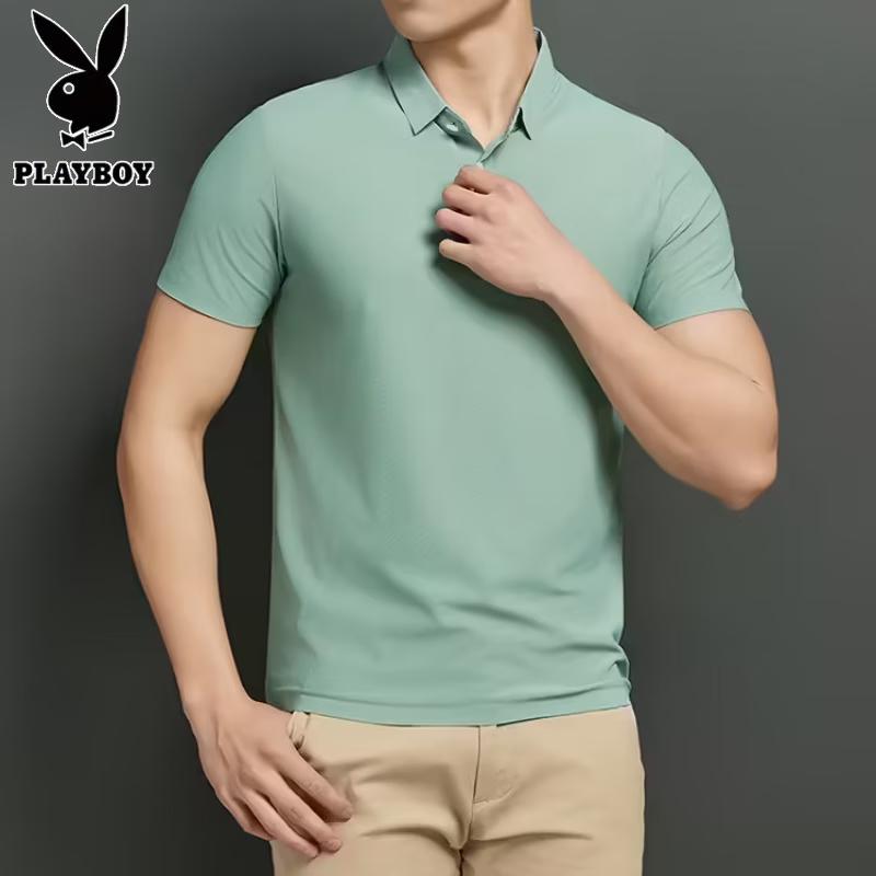 PLAYBOY Men's Ice Silk Short Sleeve Polo Shirt