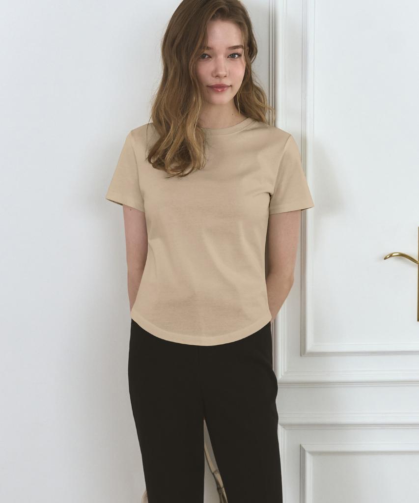 Deuloupisumeon Supima Silket Slim Short Sleeve T-Shirt [Cream]