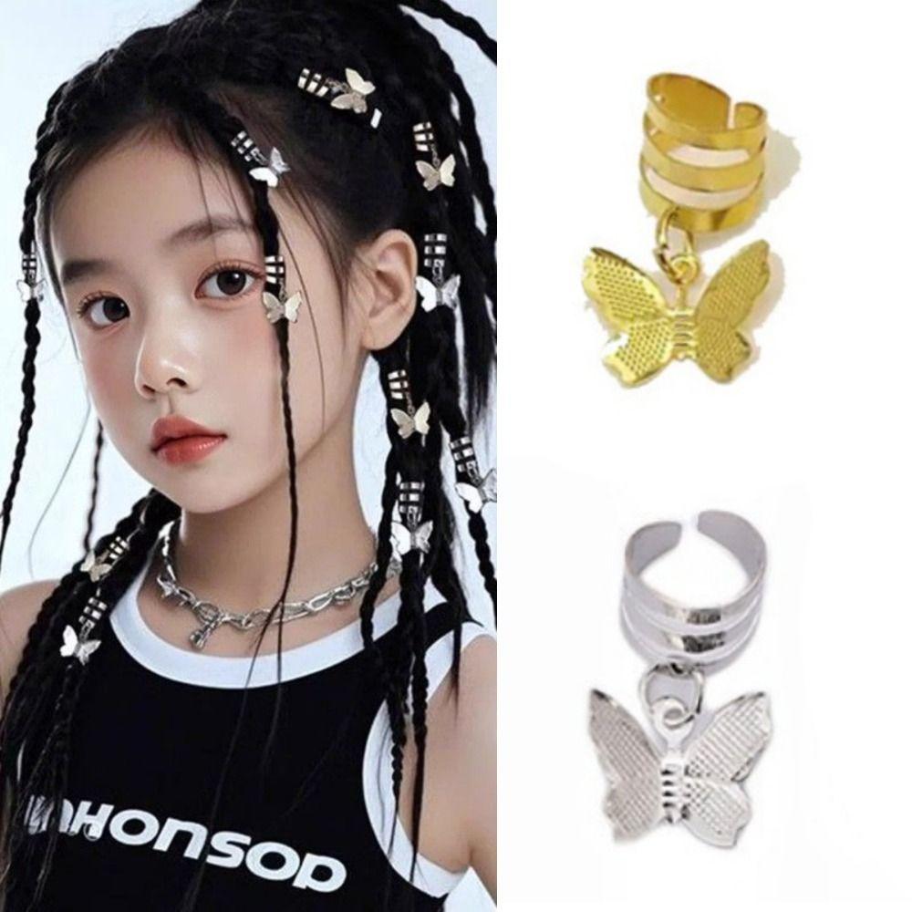 20 buc Inel de Păr Gol cu Fluture Manșete Metalice pentru Dreadlocks Mărgele pentru Dreadlocks Accesorii Păr Împletirea Părului Tuburi pentru Împletituri