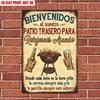 Sign Al "bienvenidos Vintage Metal Nuestro Patio Trasero" Rustic Bbq Welcome Wall Art Durable Metal Plaque With Spanish Greet