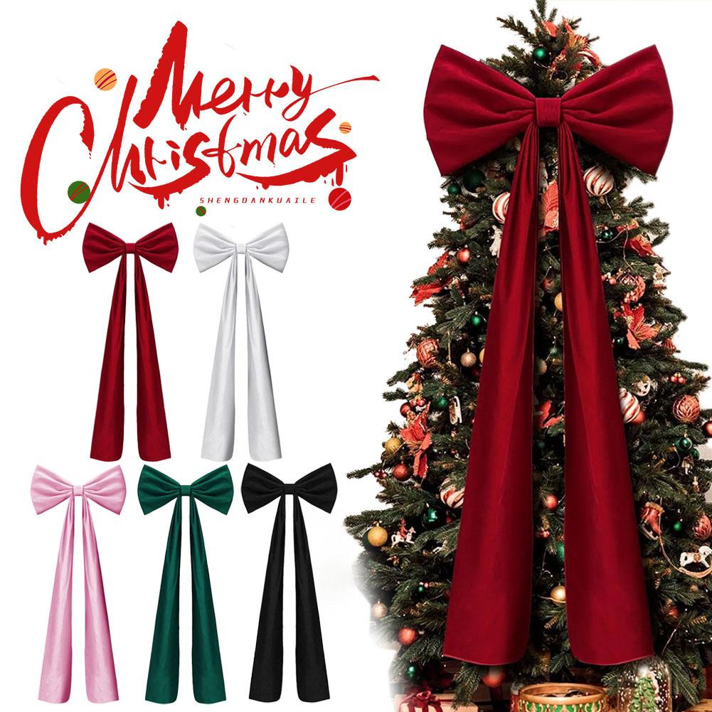 19.6 Inches Christmas Extra Large Velvet Bow Xmas Tree Topper Bows For Home Wall Backdrop Birthday Wedding Party Decoration B9J5