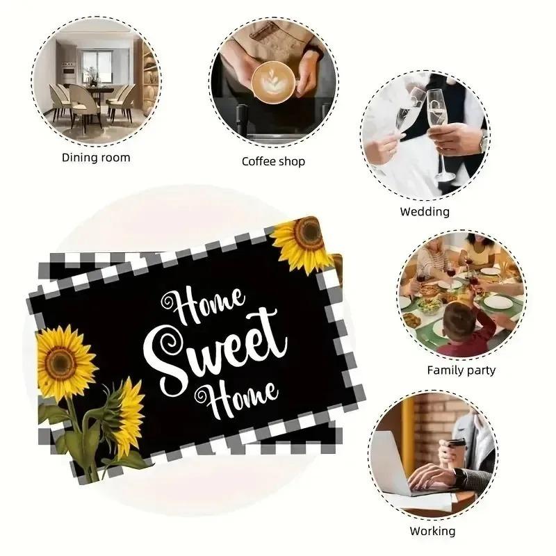 4/6/8pcs Blue Lemon Iris Summer Placemats/tablecloths Seasonal Placemats Perfect for Parties Kitchens and Dining Room Décor